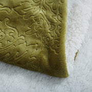 Tache Solid Embossed Green Olive Sherpa Throw Blanket - DaDa Bedding Collection