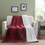 Tache Solid Embossed Merlot Red Sherpa Throw Blanket - DaDa Bedding Collection