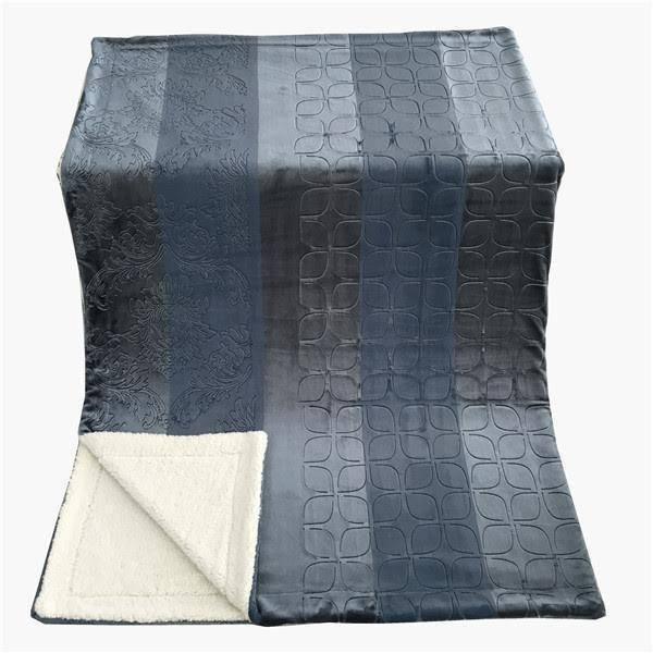 Tache Solid Embossed Rainy Day Grey Sherpa Throw Blanket - DaDa Bedding Collection