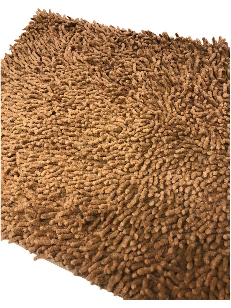 DaDa Bedding Coffee Brown Shaggy Soft Chenille Noodle Carpet Rug Bath Mat - DaDa Bedding Collection