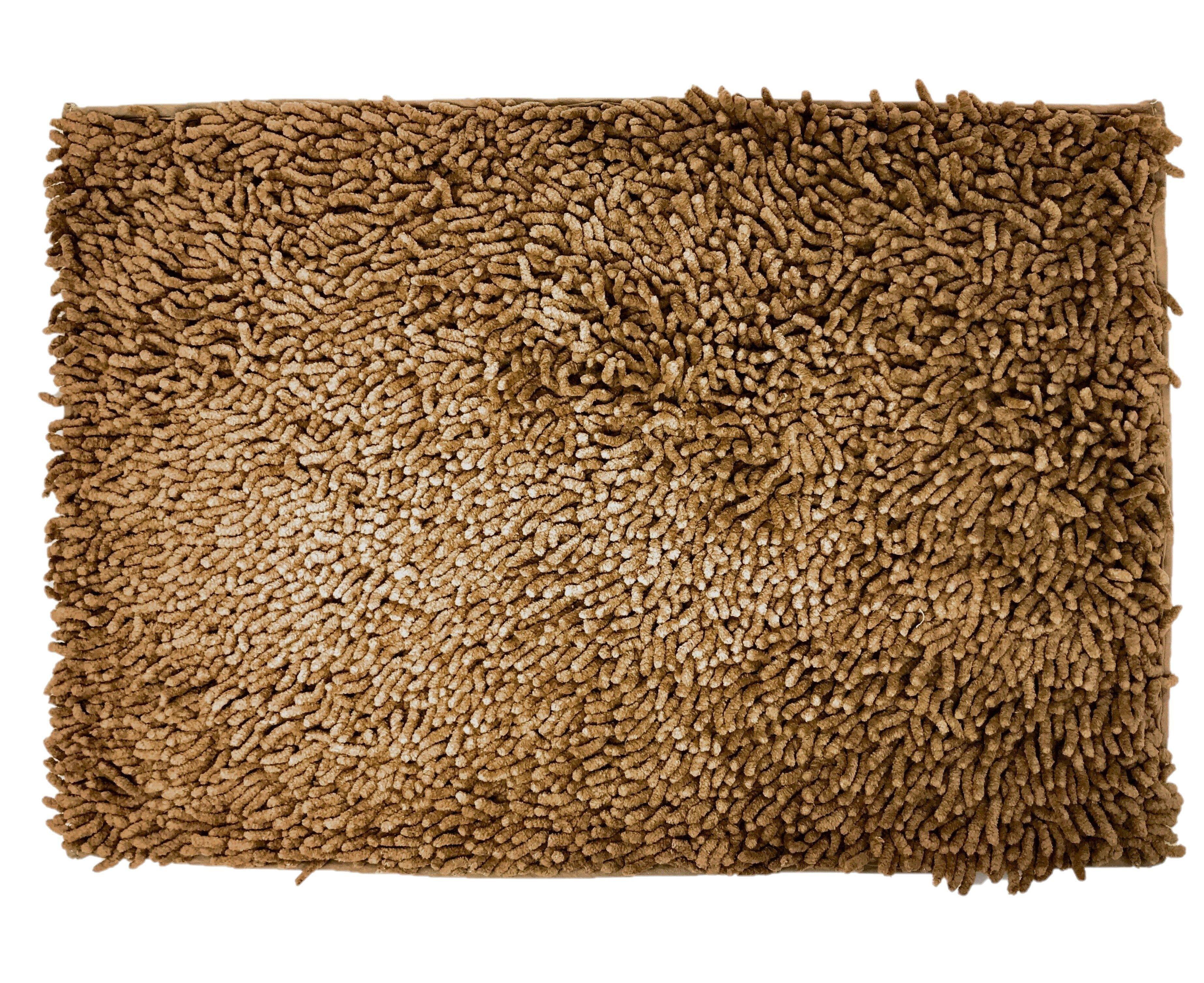 DaDa Bedding Coffee Brown Shaggy Soft Chenille Noodle Carpet Rug Bath Mat - DaDa Bedding Collection