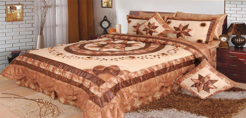 DaDa Bedding Floral Medallion Honeymoon Beige Brown Comforter Set, King, 5-Pieces (BM6123L) - DaDa Bedding Collection