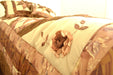 DaDa Bedding Diamond of Night Brown Beige Floral Stars Ruffles Comforter Set (BM915L) - DaDa Bedding Collection