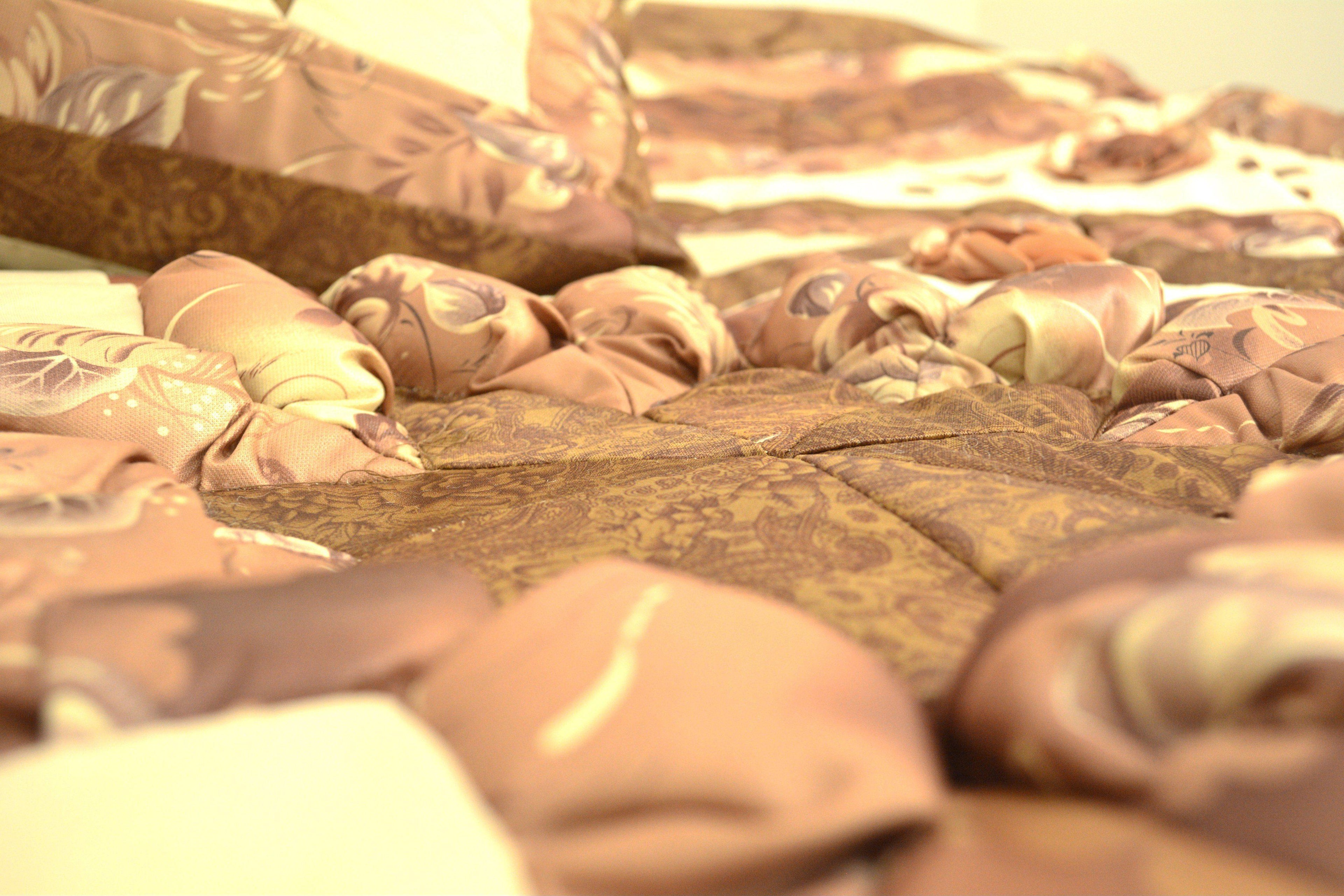 DaDa Bedding Diamond of Night Brown Beige Floral Stars Ruffles Comforter Set (BM915L) - DaDa Bedding Collection