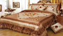 DaDa Bedding Floral Creme Brulee Embellished Ruffles Bedspread Comforter Set, King, 5-PCS (BM6045) - DaDa Bedding Collection
