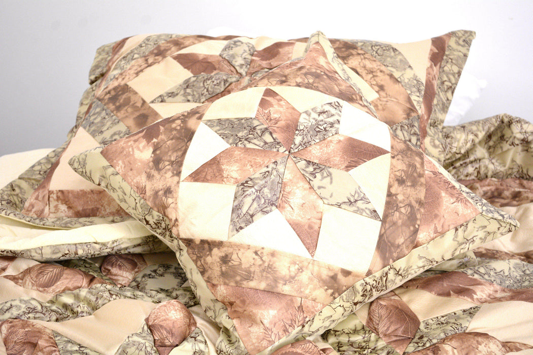 Comforter - DaDa Bedding Geometric Star-Crossed Floral Sandy Beige Green Ruffles Comforter Set - Twin Size (BM6118L-1) - DaDa Bedding Collection