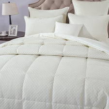 DaDa Bedding Dreamy Soft Velvet Ivory White Velour Quilted King Pillow Sham,  20” x 36” (JHW861)