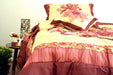 DaDa Bedding Sunset Rubies Red Burgundy Beige Floral Ruffles Comforter Set - Twin Size (BM465L-1) - DaDa Bedding Collection