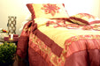 DaDa Bedding Sunset Rubies Red Burgundy Beige Floral Ruffles Comforter Set - Twin Size (BM465L-1) - DaDa Bedding Collection