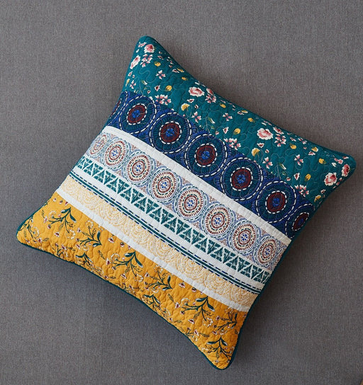 CUSHION COVER - DaDa Bedding Bohemian Patchwork Bed of Wild Flowers Floral Garden Euro Pillow Sham Cover, 26" x 26" (JHW886) - DaDa Bedding Collection
