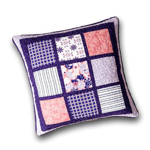 CUSHION COVER - DaDa Bedding Cherry Blossom Floral Patchwork Purple Euro Pillow Sham Cover, 26" x 26" - Designed in USA (JHW877) - DaDa Bedding Collection