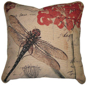 DaDa Bedding Dragonfly Dreams Elegant Insect Bug Throw Pillow Cushion Cover - 1-Piece - 18" - DaDa Bedding Collection
