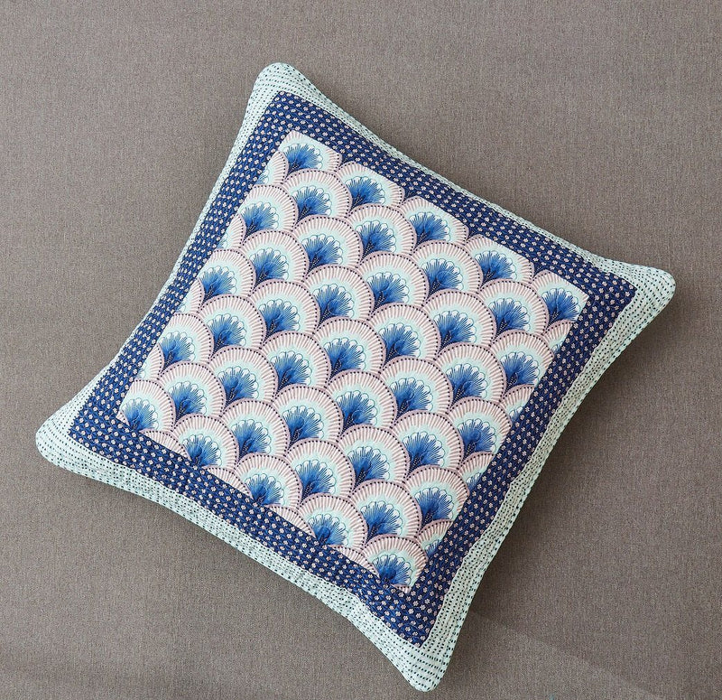 DaDa Bedding Mediterranean Fans Breezy Waves Minty Blue Euro Pillow Sham Cover, 26" x 26" (JHW884) - DaDa Bedding Collection