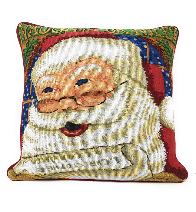 Cushion Cover - DaDa Bedding Naughty or Nice Santa Claus Throw Pillow Cover Tapestry Cases 16" x 16" - DaDa Bedding Collection