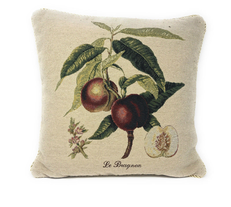 DaDa Bedding Nectarine Fruits Elegant Accent Throw Pillow Cushion Cover - 18" - 1-Piece - DaDa Bedding Collection
