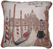 DaDa Bedding Postcard of Venice Italy Elegant Throw Pillow Cushion Cover, 18" 1-Piece - DaDa Bedding Collection