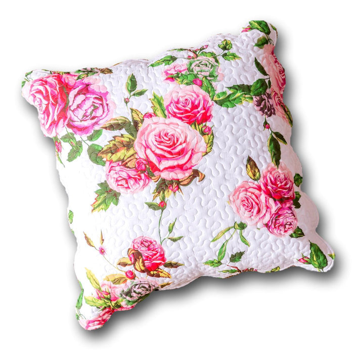 CUSHION COVER - DaDa Bedding Romantic Roses Spring Floral Pink Euro Pillow Sham Cover, 26" x 26" (JHW879) - DaDa Bedding Collection