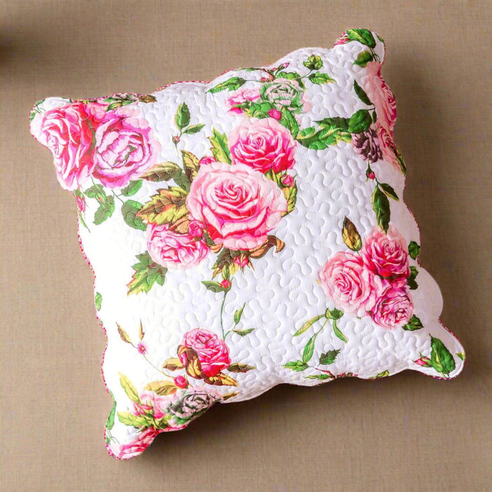 DaDa Bedding Romantic Roses Spring Floral Pink Euro Pillow Sham