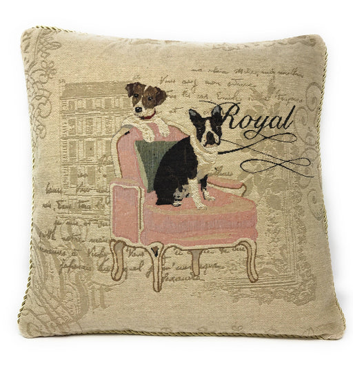 DaDa Bedding Royal Dogs French Bulldog Beagle Throw Pillow Cushion Cover, 1-Piece 18"-DaDa Bedding Collection