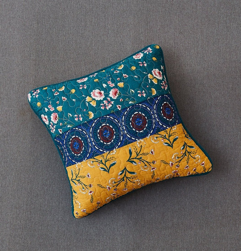 DaDa Bedding Set of 2 Bohemian Patchwork WildFlowers Floral Gardenia Throw Pillow Covers, 18" x 18" (JHW886) - DaDa Bedding Collection