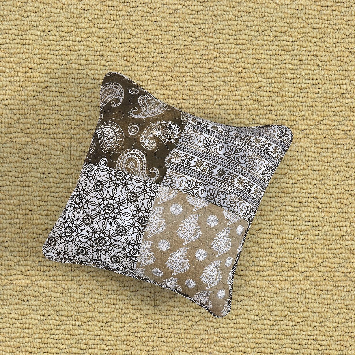 DaDa Bedding Set of 2 Bohemian Patchwork Moroccan Paisley Dreams Throw Pillow Covers, 18" (JHW885) - DaDa Bedding Collection