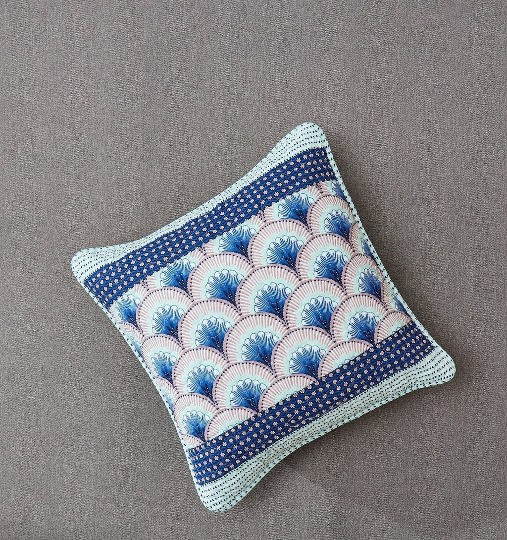 DaDa Bedding Set of 2-Pieces Mediterranean Fans Waves Minty Blue Throw Pillow Covers, 18" x 18" (JHW884) - DaDa Bedding Collection