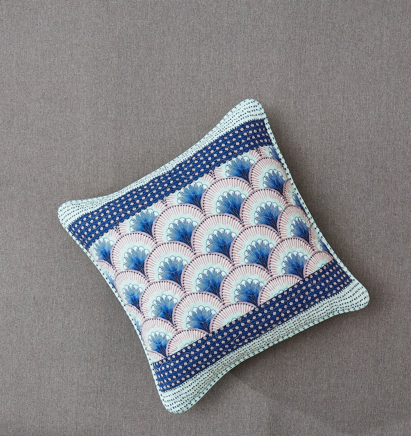 DaDa Bedding Set of 2-Pieces Mediterranean Fans Waves Minty Blue Throw Pillow Covers, 18" x 18" (JHW884) - DaDa Bedding Collection