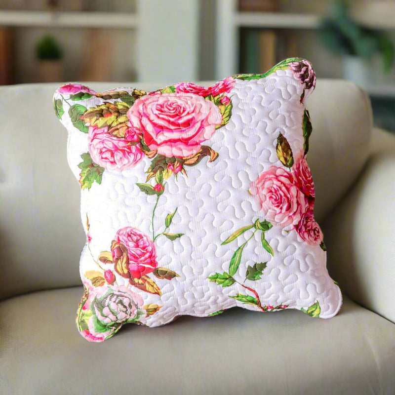 DaDa Bedding Set of 2 Romantic Roses Spring Floral Pink Throw Pillow Covers, 18" (JHW879) - DaDa Bedding Collection