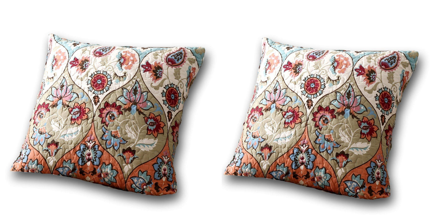 CUSHION COVER - DaDa Bedding Set of Two Garden Party Bohemian Throw Pillow Covers, 18" x 18",  2-PCS (LH1403-CC) - DaDa Bedding Collection