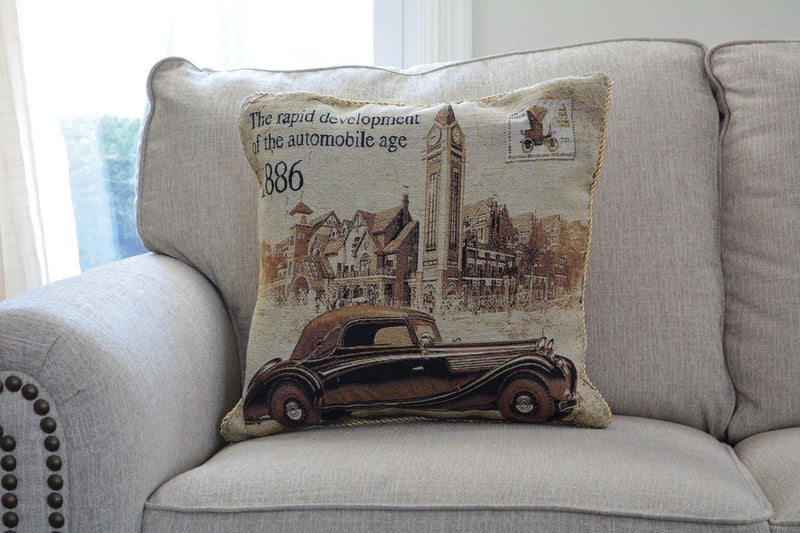 Tache A Drive into Town with Benz Throw Pillow Cushion Cover - DaDa Bedding Collection