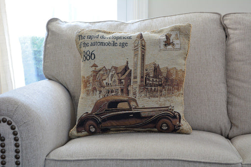 Cushion Cover - Tache A Drive into Town with Benz Throw Pillow Cushion Cover - DaDa Bedding Collection
