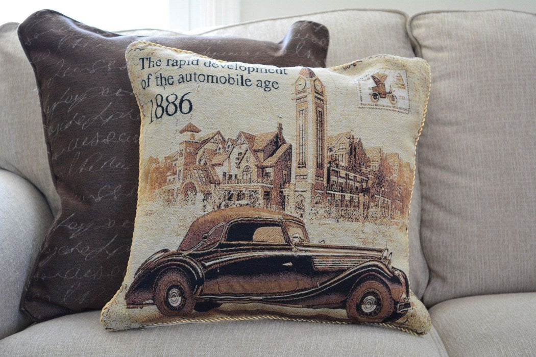 Cushion Cover - Tache A Drive into Town with Benz Throw Pillow Cushion Cover - DaDa Bedding Collection