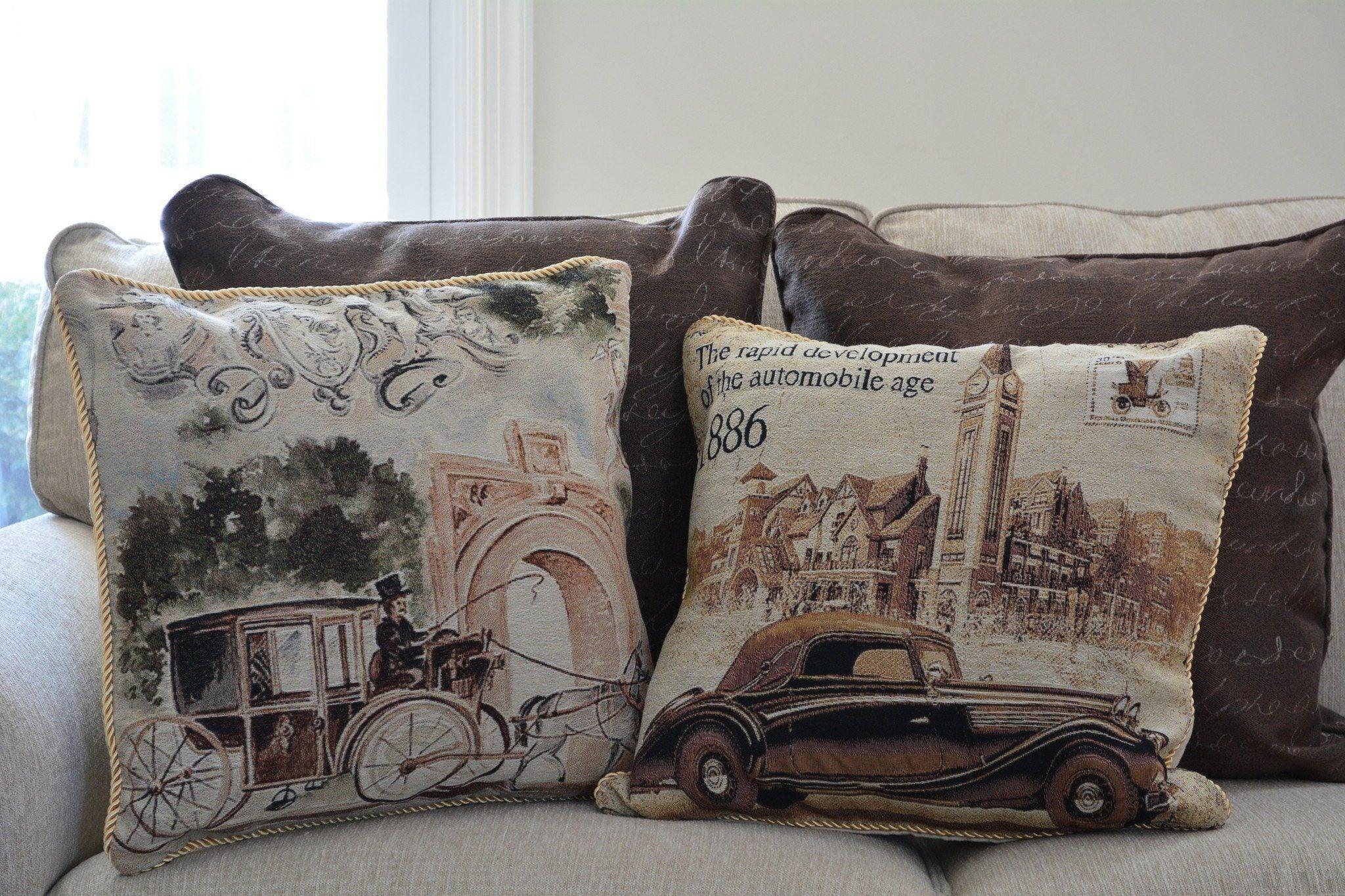 Tache A Drive into Town with Benz Throw Pillow Cushion Cover - DaDa Bedding Collection