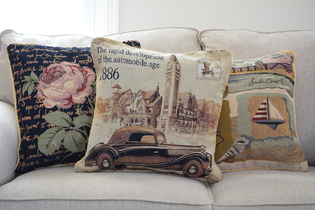 Cushion Cover - Tache A Drive into Town with Benz Throw Pillow Cushion Cover - DaDa Bedding Collection
