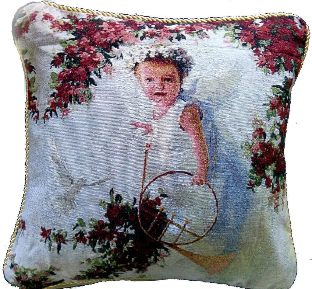Tache Cupid's Horn 18 x 18 Inch Woven Tapestry Throw Pillow Cushion Cover - DaDa Bedding Collection
