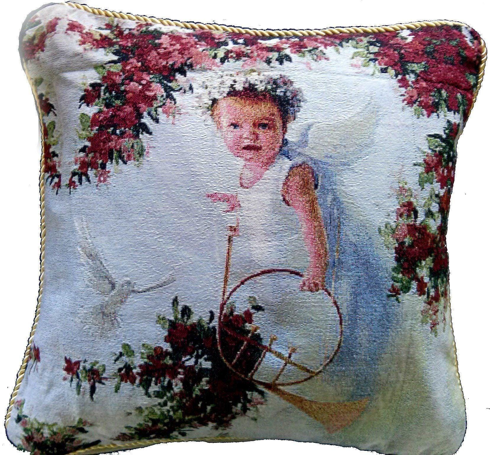 Tache Cupid's Horn 18 x 18 Inch Woven Tapestry Throw Pillow Cushion Cover - DaDa Bedding Collection