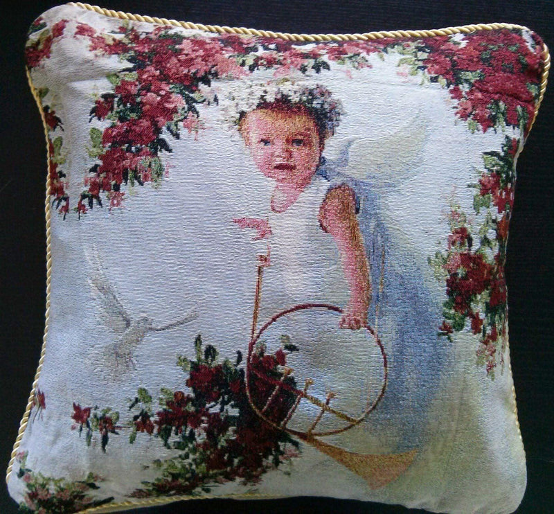 Tache Cupid's Horn 18 x 18 Inch Woven Tapestry Throw Pillow Cushion Cover - DaDa Bedding Collection