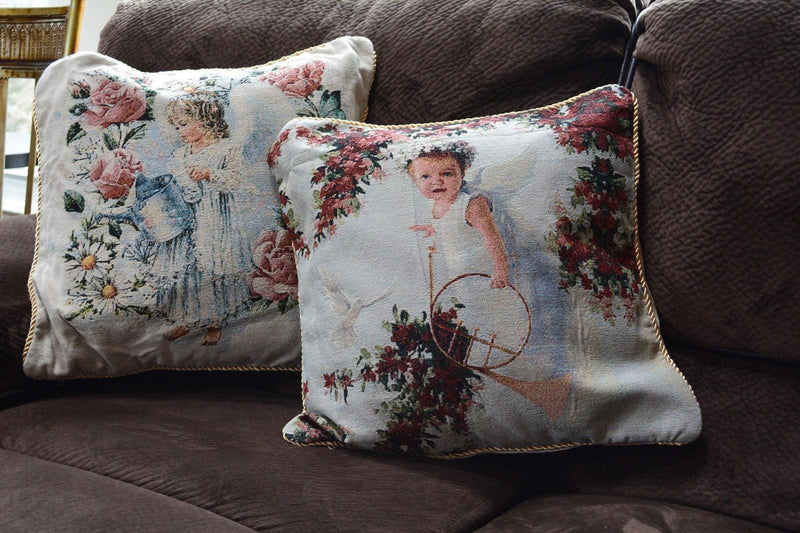 Tache Cupid's Horn 18 x 18 Inch Woven Tapestry Throw Pillow Cushion Cover - DaDa Bedding Collection