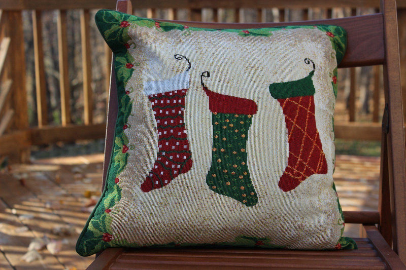 Tache Festive Christmas Holiday Hang My Stockings By the Fireplace Cushion Cover - DaDa Bedding Collection
