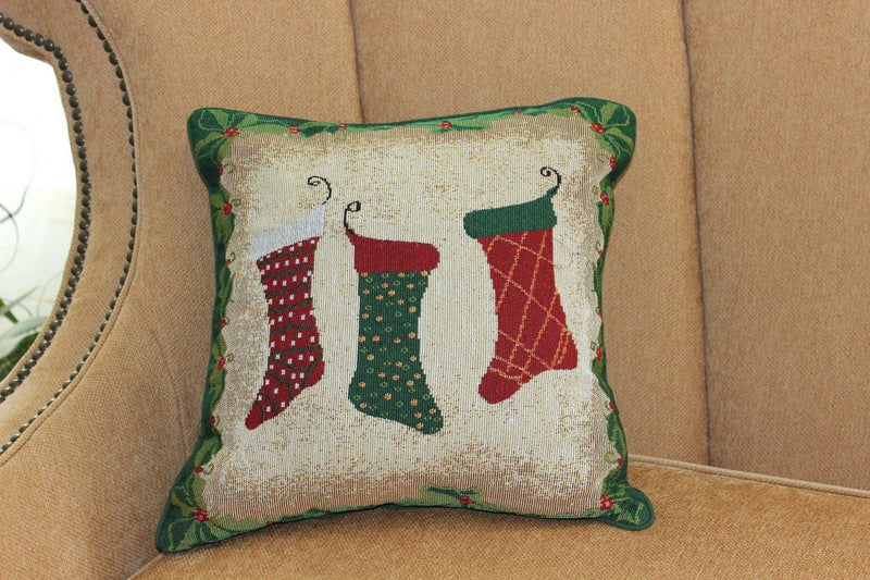 Tache Festive Christmas Holiday Hang My Stockings By the Fireplace Cushion Cover - DaDa Bedding Collection