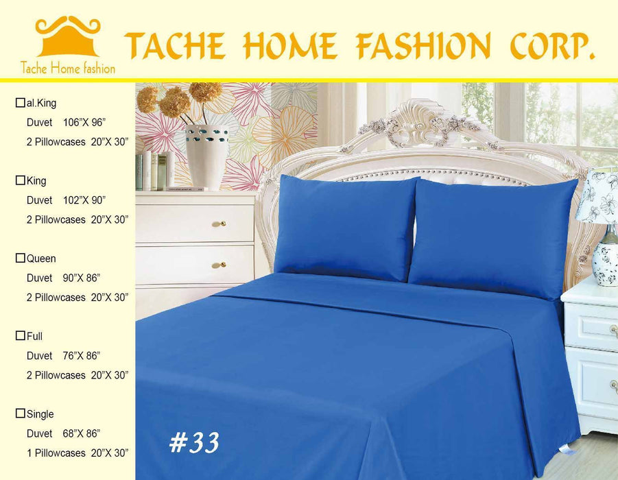 Duvet Set - Tache 2-3 Piece 100% Cotton Deep Solid Blue Duvet Cover Set - DaDa Bedding Collection
