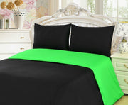 Tache 2-3 Piece Cotton Solid Lime Green / Black Reversible Duvet Cover Set - DaDa Bedding Collection