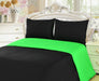 Duvet Set - Tache 2-3 Piece Cotton Solid Lime Green / Black Reversible Duvet Cover Set - DaDa Bedding Collection