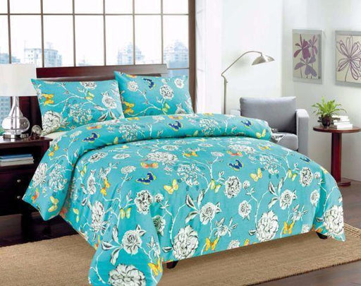 Duvet Set - Tache Cotton Butterfly Wonderland  Foral Colorful Cotton Blue Girly Duvet Set - DaDa Bedding Collection