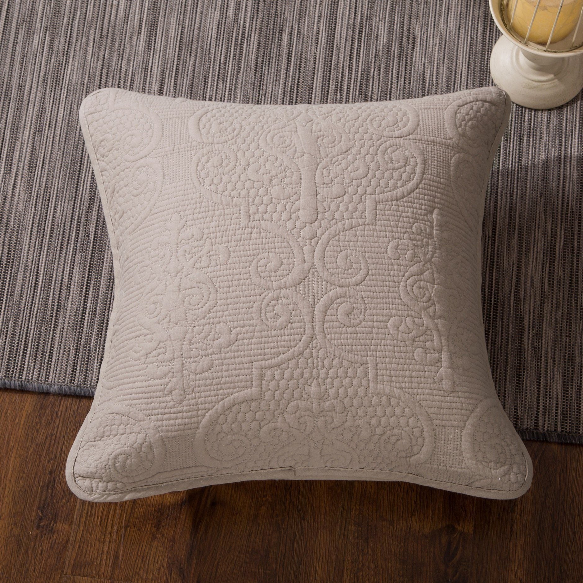 DaDa Bedding Taupe Beige Sand Dollar Floral Cotton Euro Sham 26” x 26” 1-Piece (JHW-585-EURO) - DaDa Bedding Collection