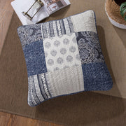 DaDa Bedding Patchwork Denim Blue Elegance Bohemian Euro Sham - 26” x 26" - 1PC (JHW660) - DaDa Bedding Collection