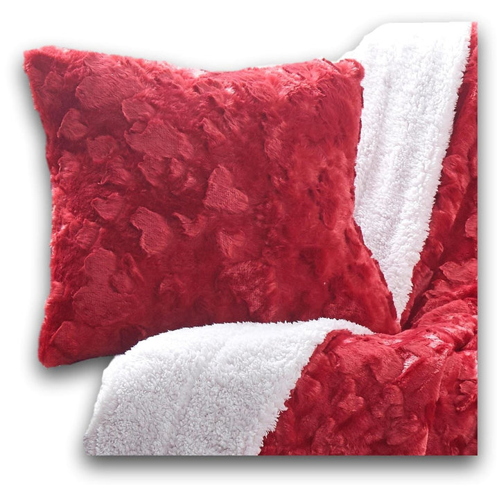 Throw Pillow - DaDa Bedding Luxury Faux Fur Euro Throw Pillow Cover, Candy Apple Red (Red-19) - DaDa Bedding Collection