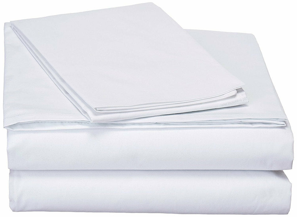 SHEET SET - DaDa Bedding White Soft Fitted & Flat Bed Sheets w/ Pillow Cases Set (FSFS098765) - DaDa Bedding Collection