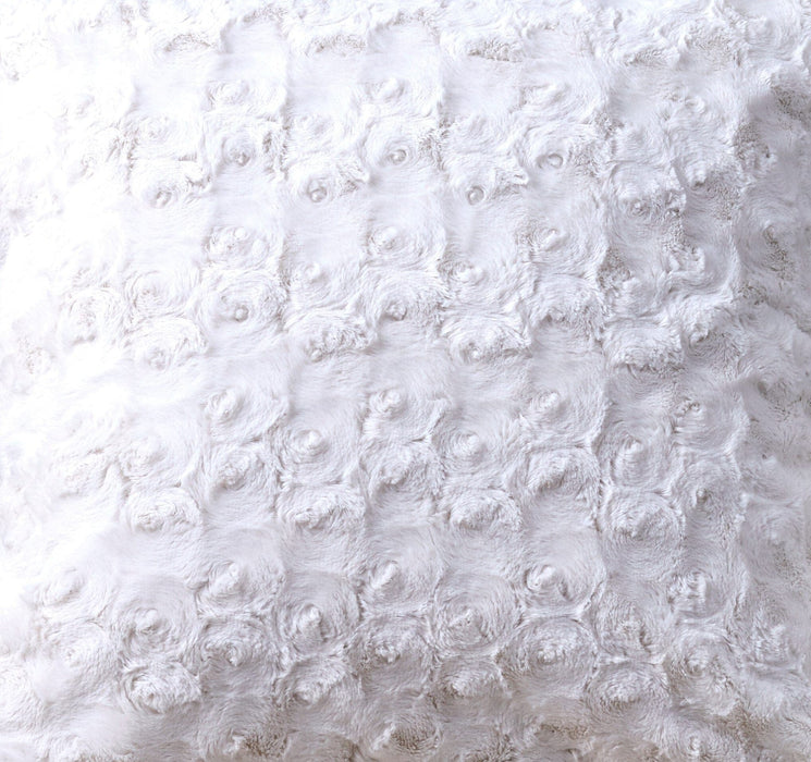 DaDa Bedding Luxury White Roses Swirls Faux Fur Euro Cushion Throw Pillow Cover (K11)