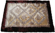 DaDa Bedding Shaggy Soft Viscose Champagne Brown Geometric Diamond Large Area Carpet Rug - DaDa Bedding Collection